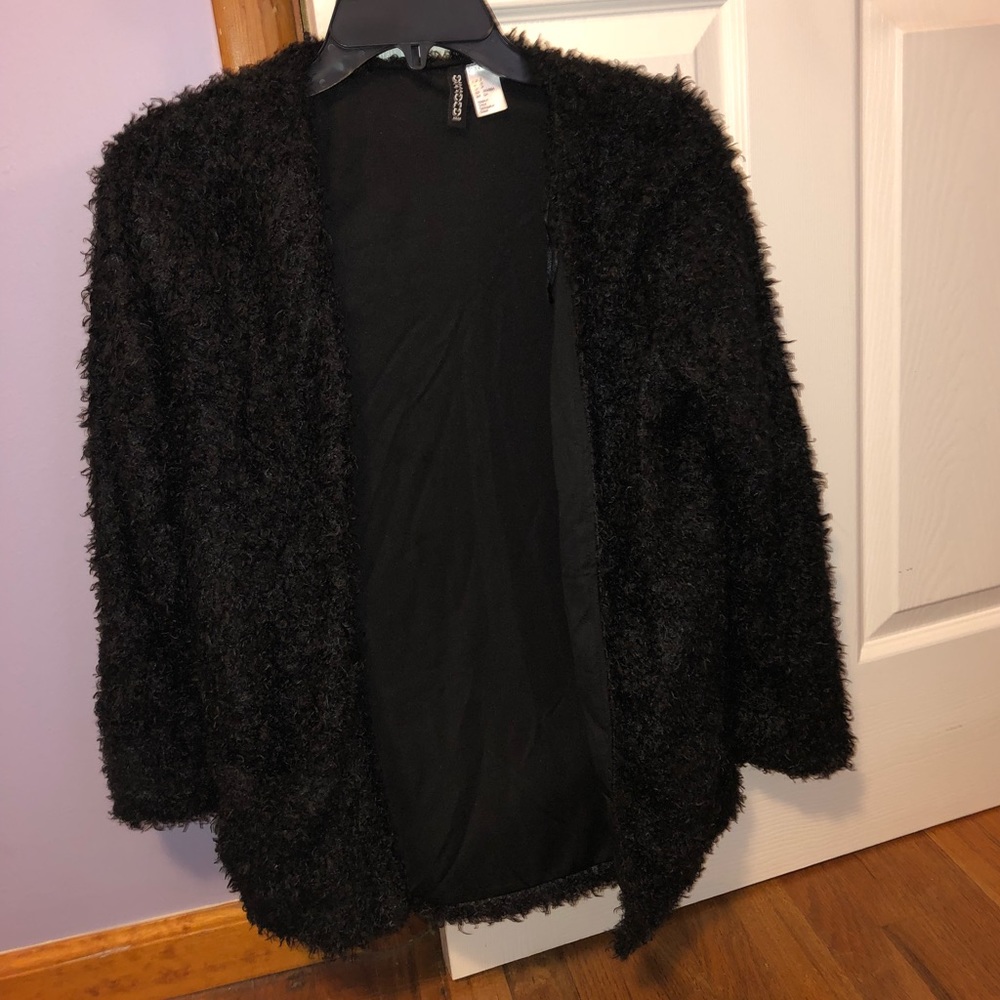 H&M black fuzzy sweater